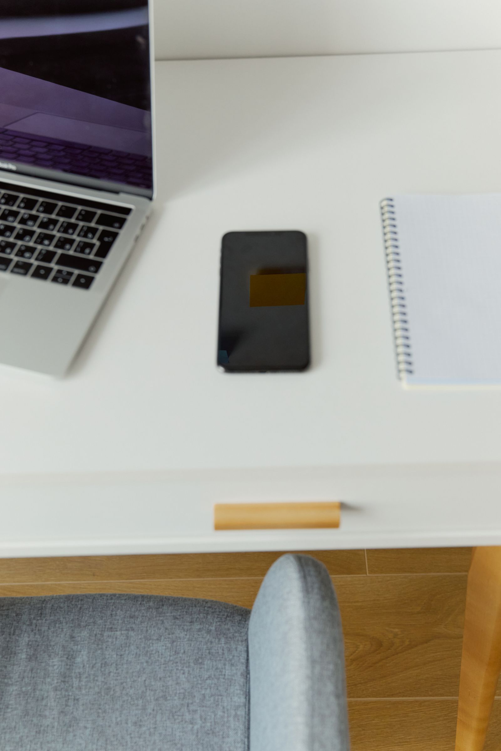 Smartphone on an organized work desk